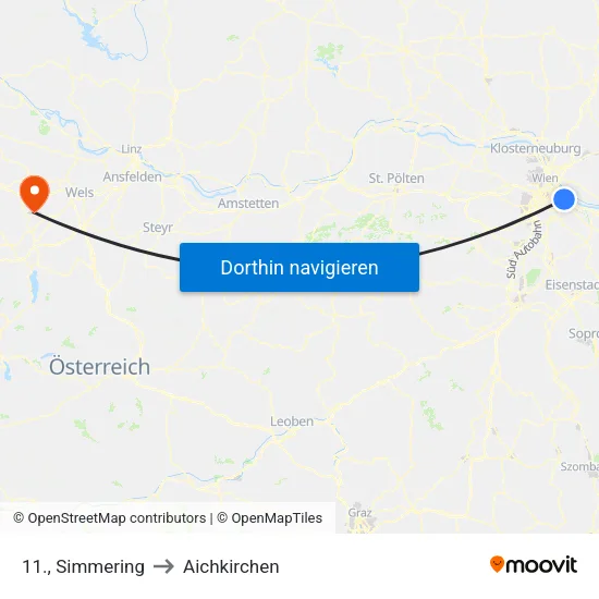11., Simmering to Aichkirchen map