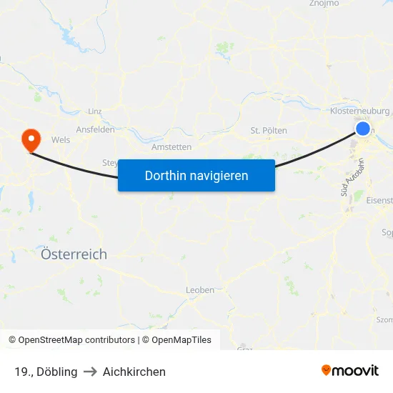 19., Döbling to Aichkirchen map