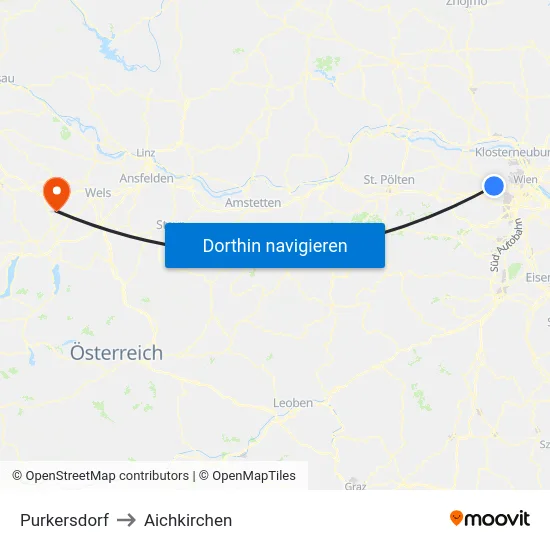 Purkersdorf to Aichkirchen map