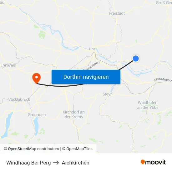 Windhaag Bei Perg to Aichkirchen map