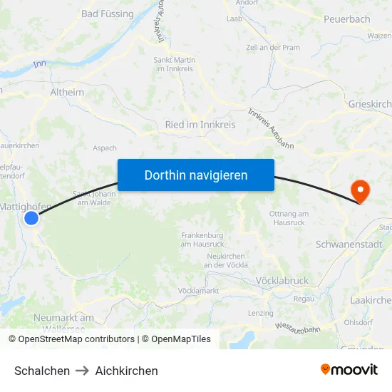 Schalchen to Aichkirchen map