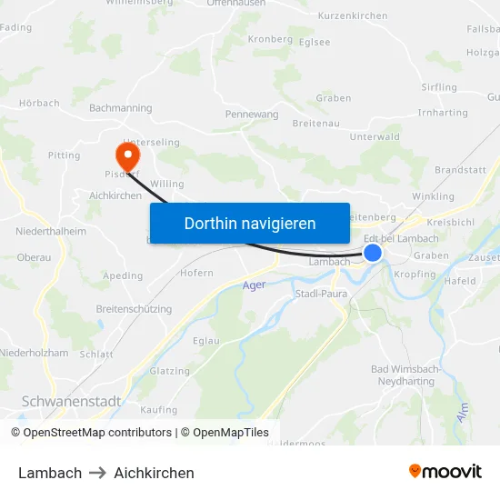 Lambach to Aichkirchen map