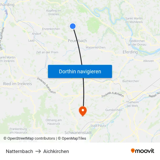 Natternbach to Aichkirchen map
