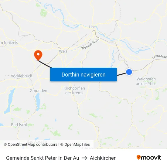 Gemeinde Sankt Peter In Der Au to Aichkirchen map