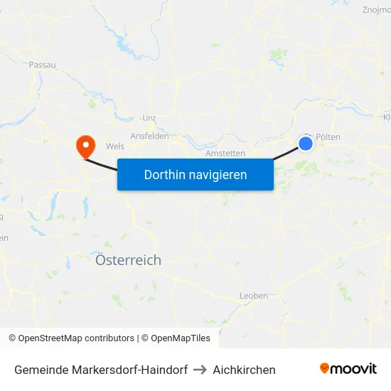 Gemeinde Markersdorf-Haindorf to Aichkirchen map