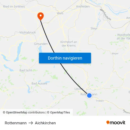 Rottenmann to Aichkirchen map