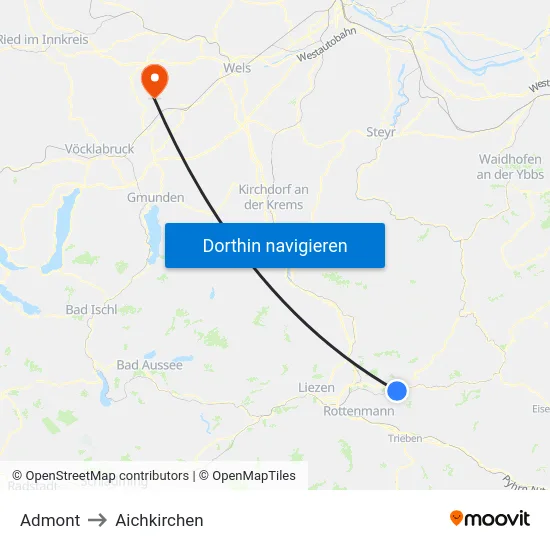 Admont to Aichkirchen map