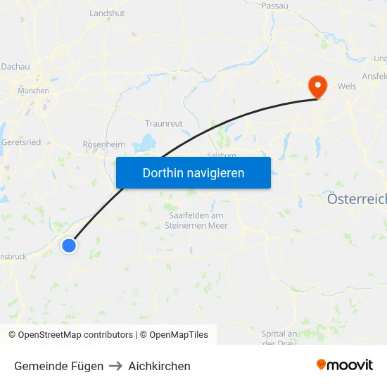 Gemeinde Fügen to Aichkirchen map