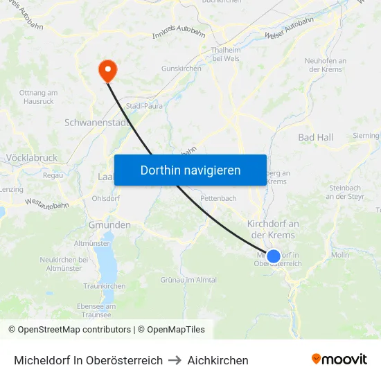Micheldorf In Oberösterreich to Aichkirchen map
