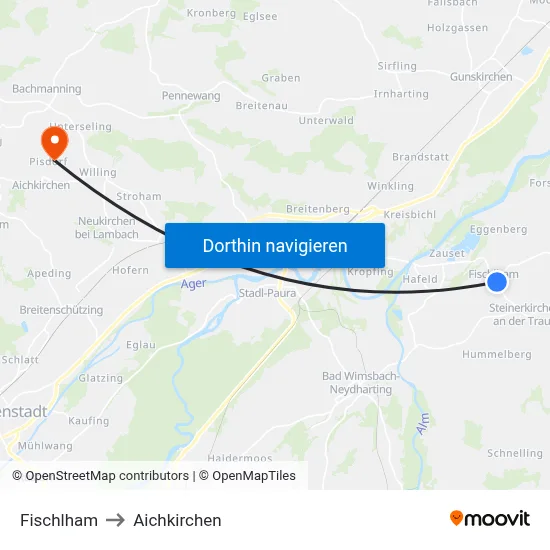 Fischlham to Aichkirchen map