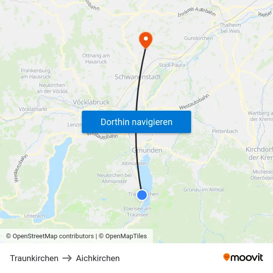 Traunkirchen to Aichkirchen map