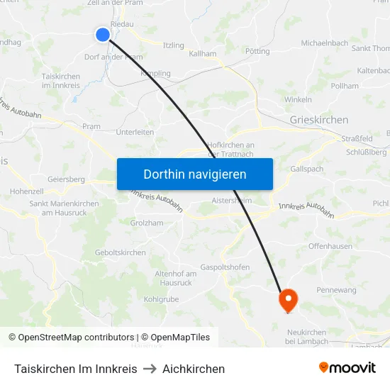 Taiskirchen Im Innkreis to Aichkirchen map