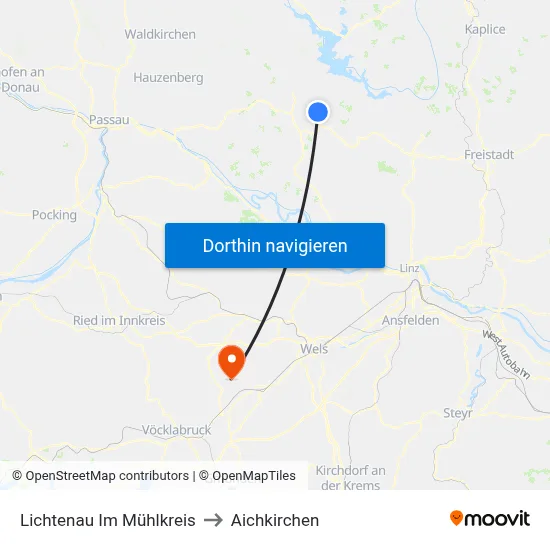 Lichtenau Im Mühlkreis to Aichkirchen map