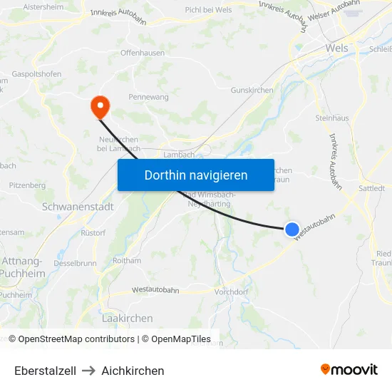 Eberstalzell to Aichkirchen map