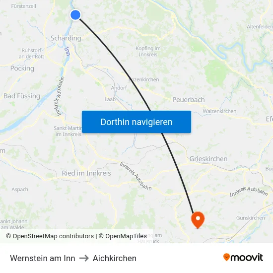 Wernstein am Inn to Aichkirchen map