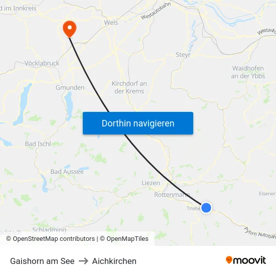 Gaishorn am See to Aichkirchen map