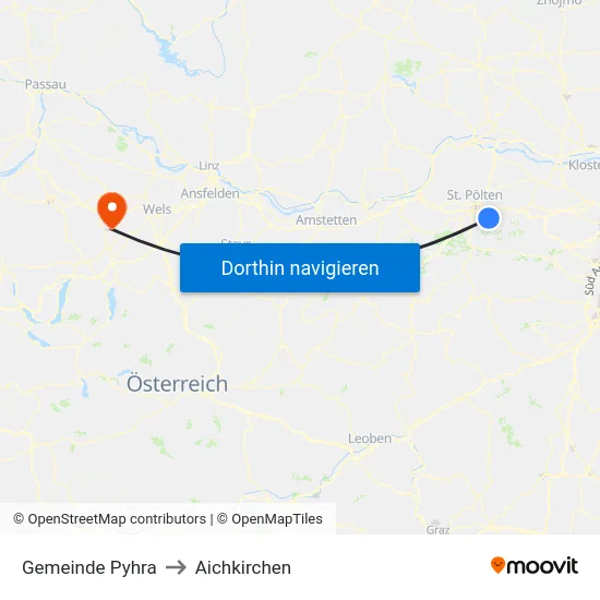 Gemeinde Pyhra to Aichkirchen map