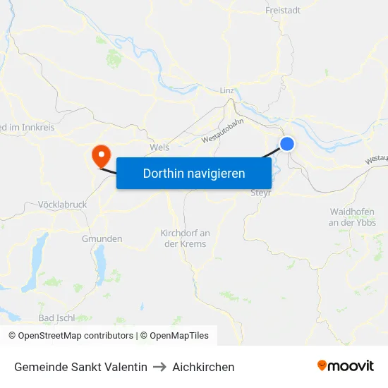 Gemeinde Sankt Valentin to Aichkirchen map