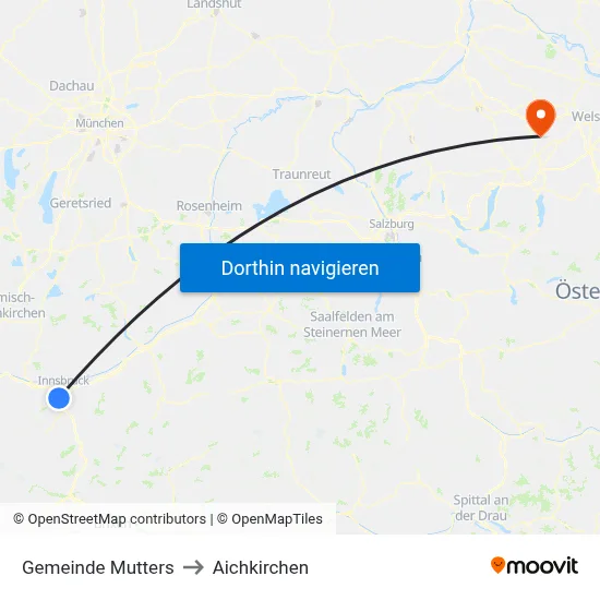 Gemeinde Mutters to Aichkirchen map
