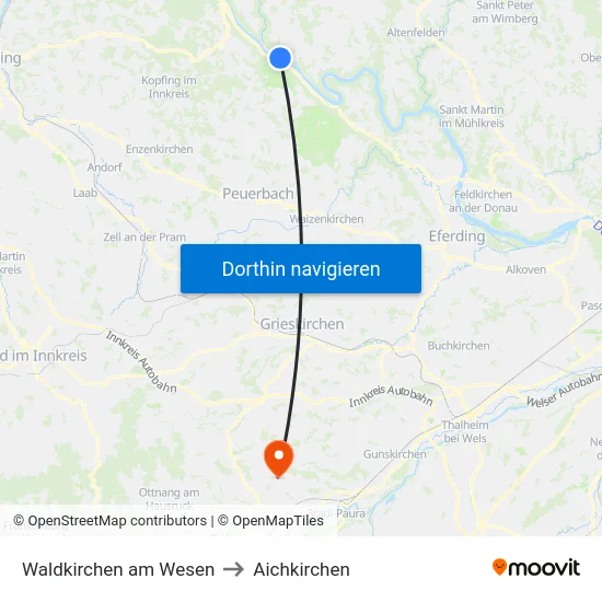 Waldkirchen am Wesen to Aichkirchen map