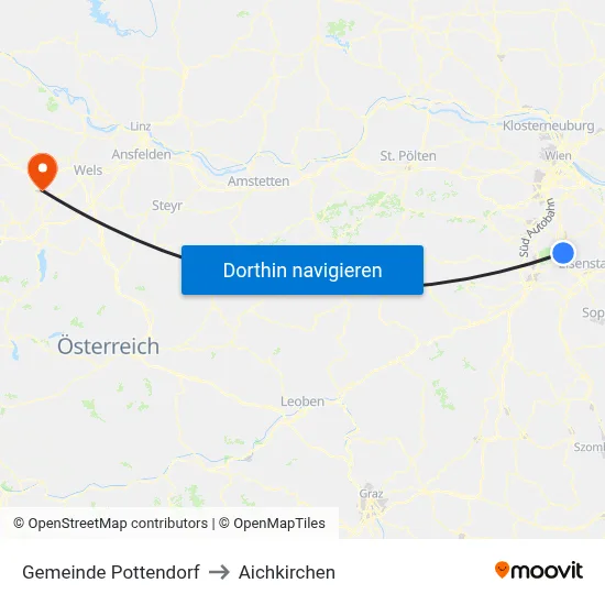 Gemeinde Pottendorf to Aichkirchen map