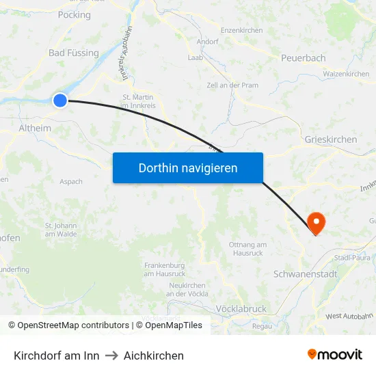 Kirchdorf am Inn to Aichkirchen map