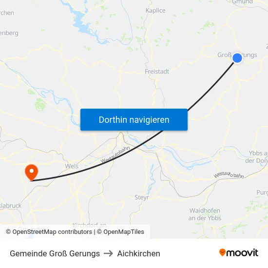 Gemeinde Groß Gerungs to Aichkirchen map