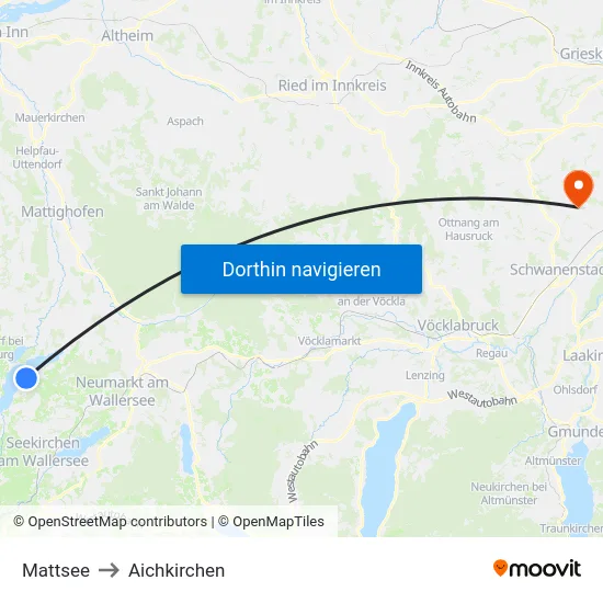 Mattsee to Aichkirchen map