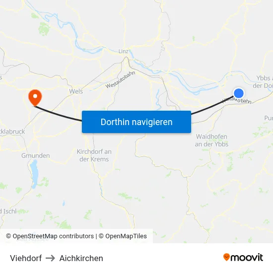 Viehdorf to Aichkirchen map