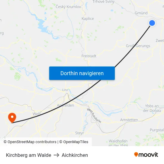 Kirchberg am Walde to Aichkirchen map