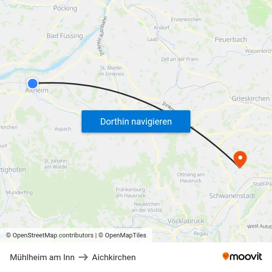 Mühlheim am Inn to Aichkirchen map