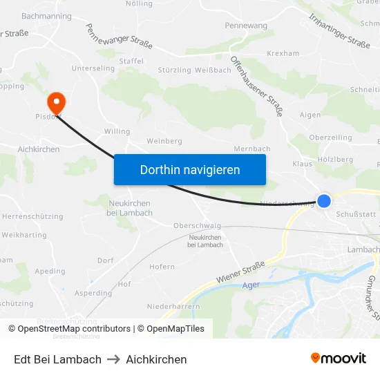 Edt Bei Lambach to Aichkirchen map