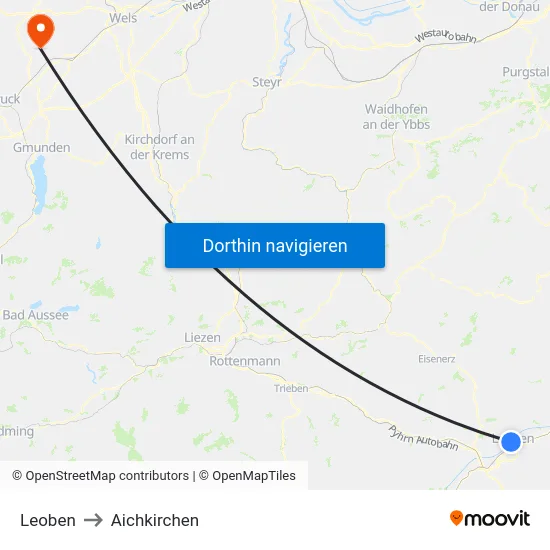 Leoben to Aichkirchen map