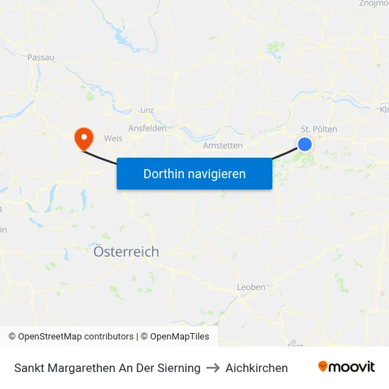 Sankt Margarethen An Der Sierning to Aichkirchen map
