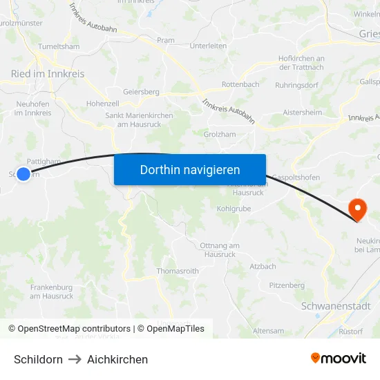 Schildorn to Aichkirchen map