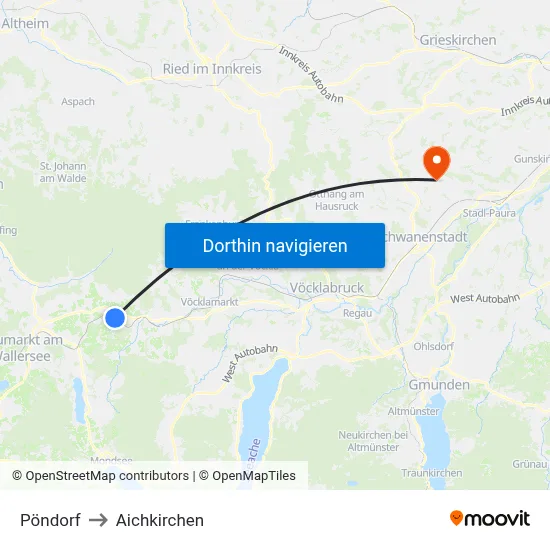 Pöndorf to Aichkirchen map