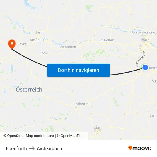 Ebenfurth to Aichkirchen map