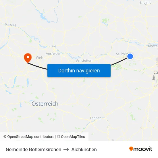 Gemeinde Böheimkirchen to Aichkirchen map