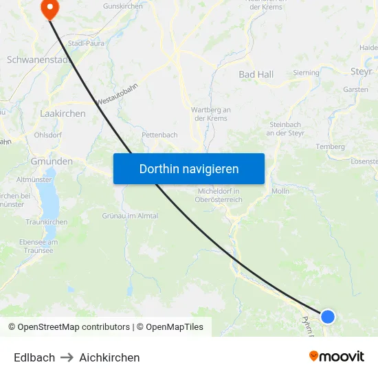 Edlbach to Aichkirchen map