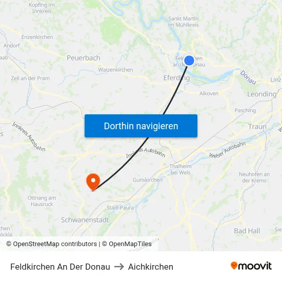 Feldkirchen An Der Donau to Aichkirchen map