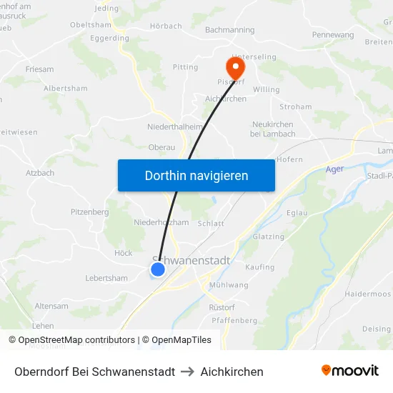 Oberndorf Bei Schwanenstadt to Aichkirchen map