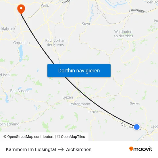 Kammern Im Liesingtal to Aichkirchen map