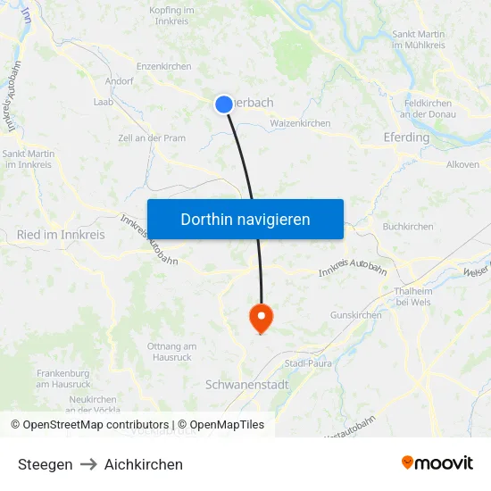 Steegen to Aichkirchen map