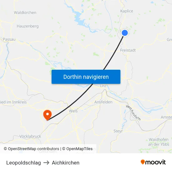 Leopoldschlag to Aichkirchen map