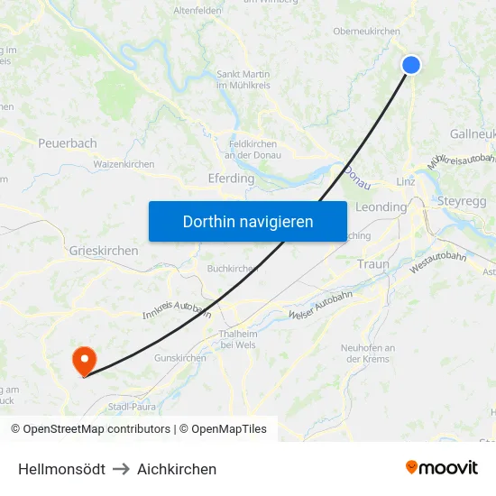 Hellmonsödt to Aichkirchen map