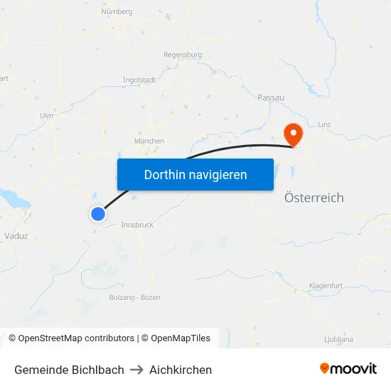 Gemeinde Bichlbach to Aichkirchen map
