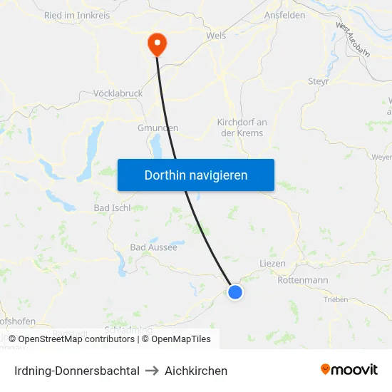 Irdning-Donnersbachtal to Aichkirchen map