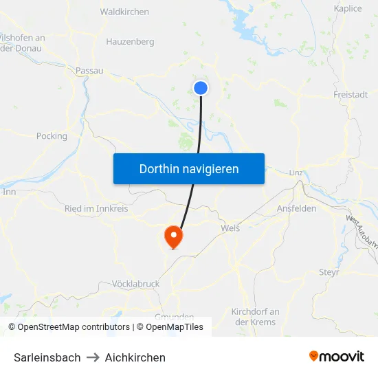 Sarleinsbach to Aichkirchen map