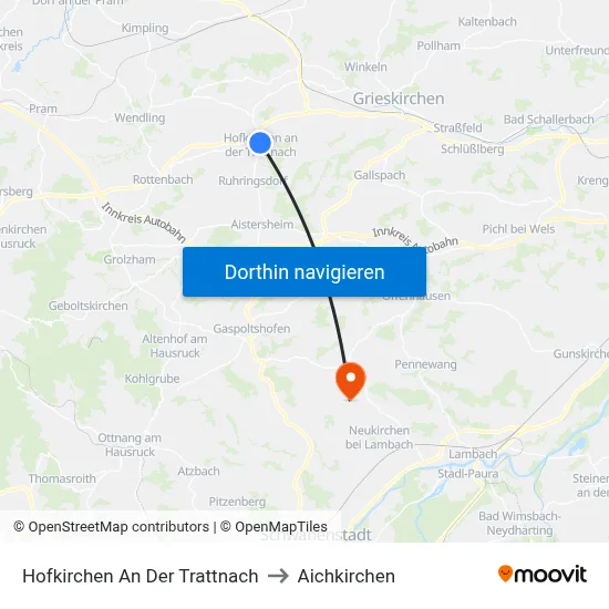 Hofkirchen An Der Trattnach to Aichkirchen map