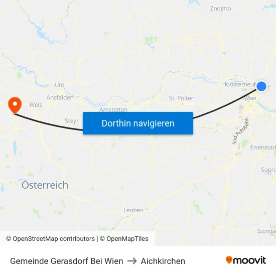 Gemeinde Gerasdorf Bei Wien to Aichkirchen map